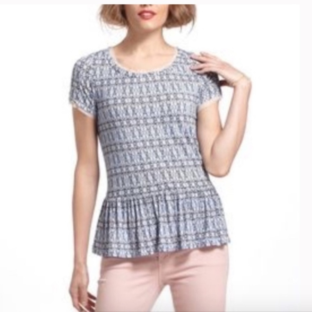 Meadow-Anthropologie Peplum Tulle Blouse - Picture 2 of 5